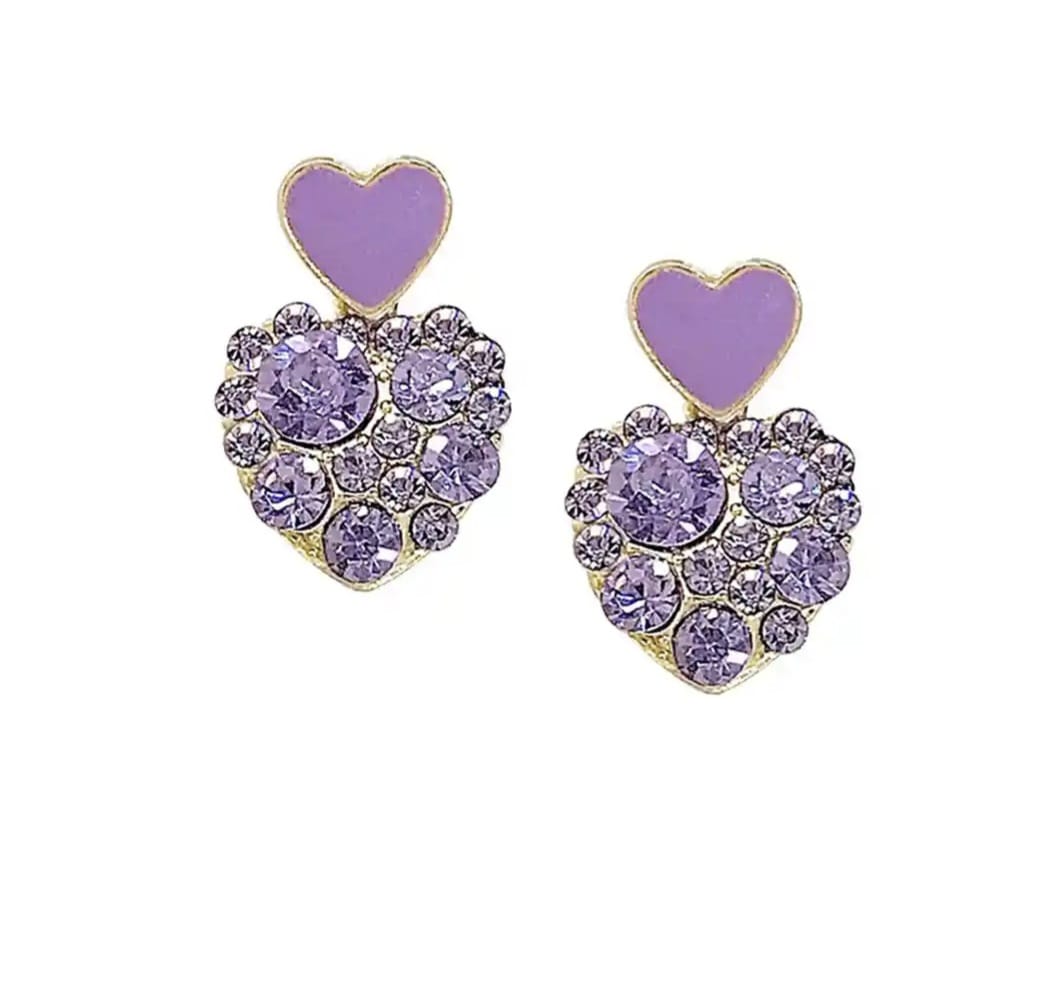 Lavender Heart Studs