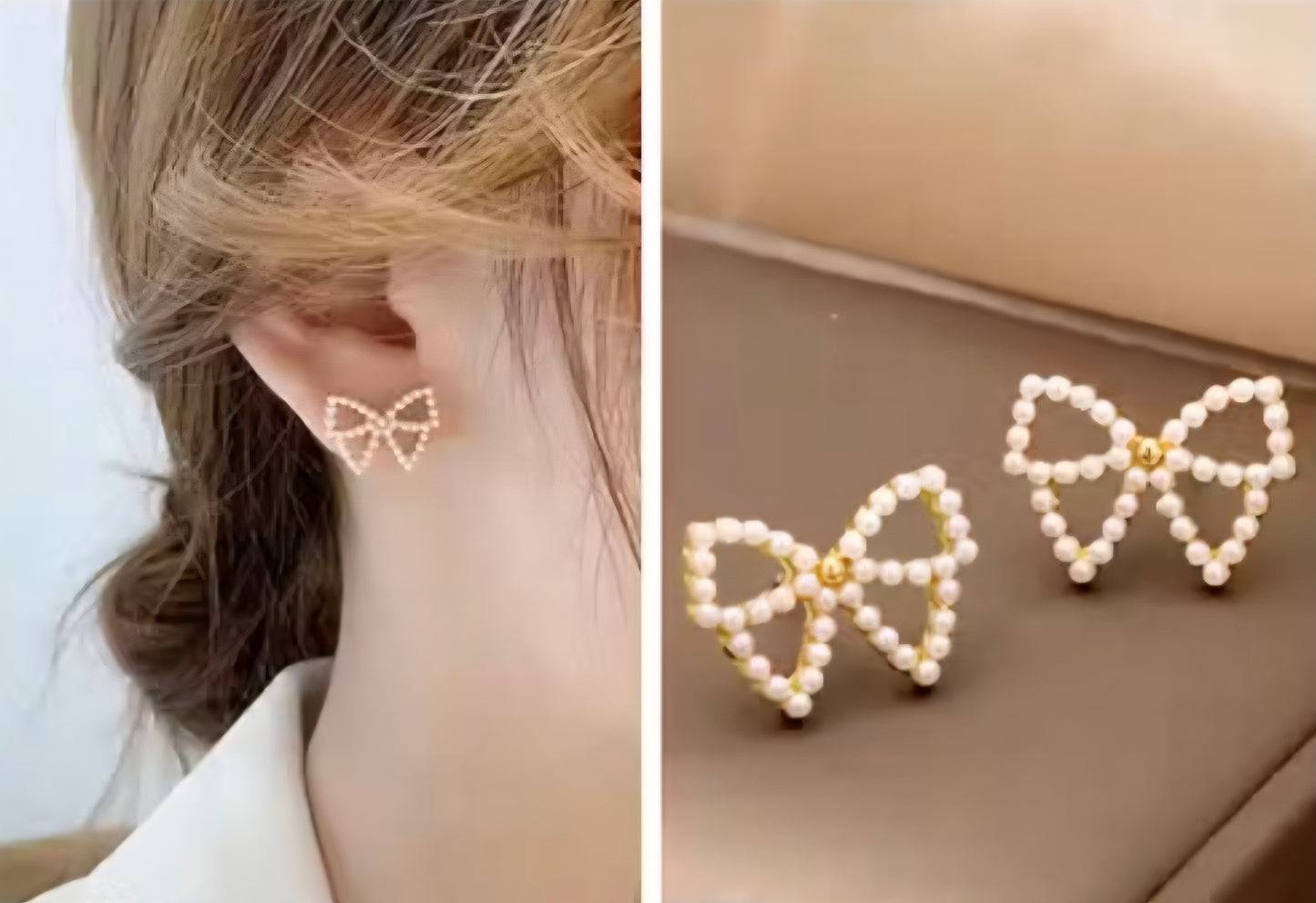 Jean Bow Pearl Studs