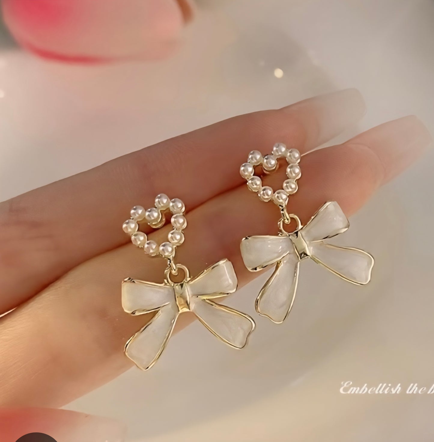 Classy White Bow Earrings