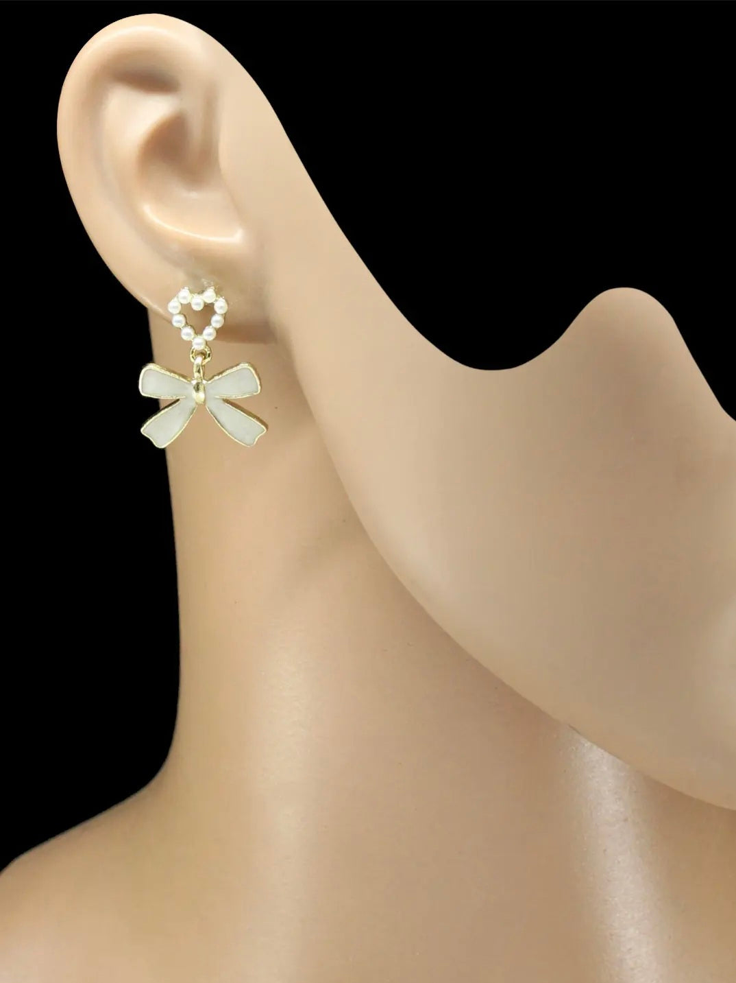 Classy White Bow Earrings