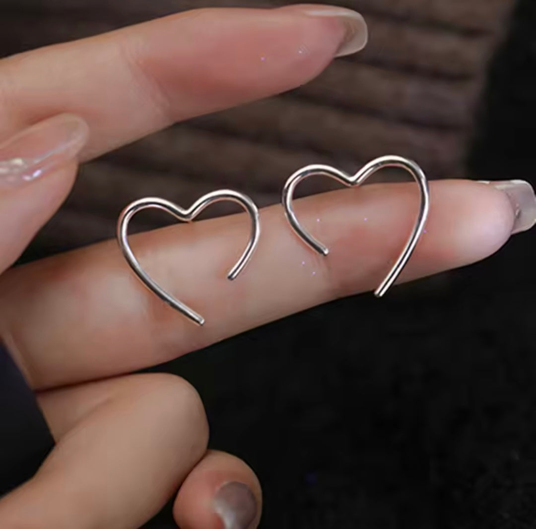 Silver Heart Studs