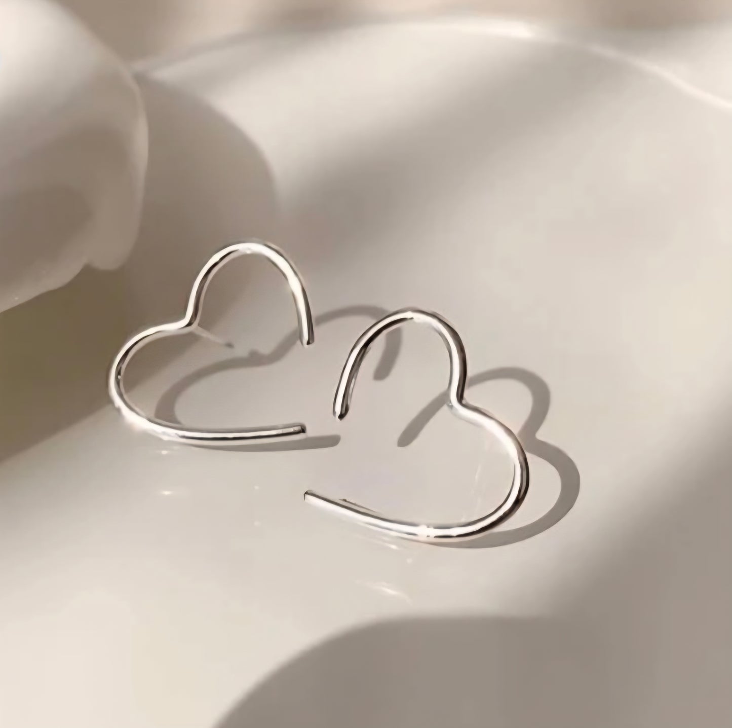 Silver Heart Studs