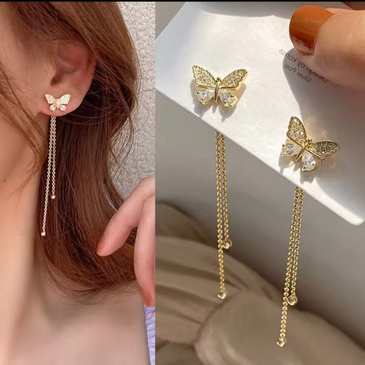 Lucy Butterfly Studs With Dangles