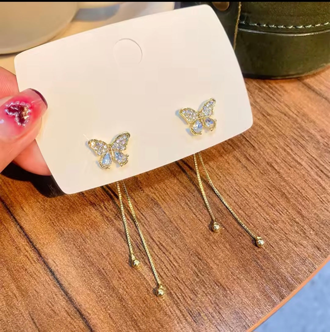 Lucy Butterfly Studs With Dangles