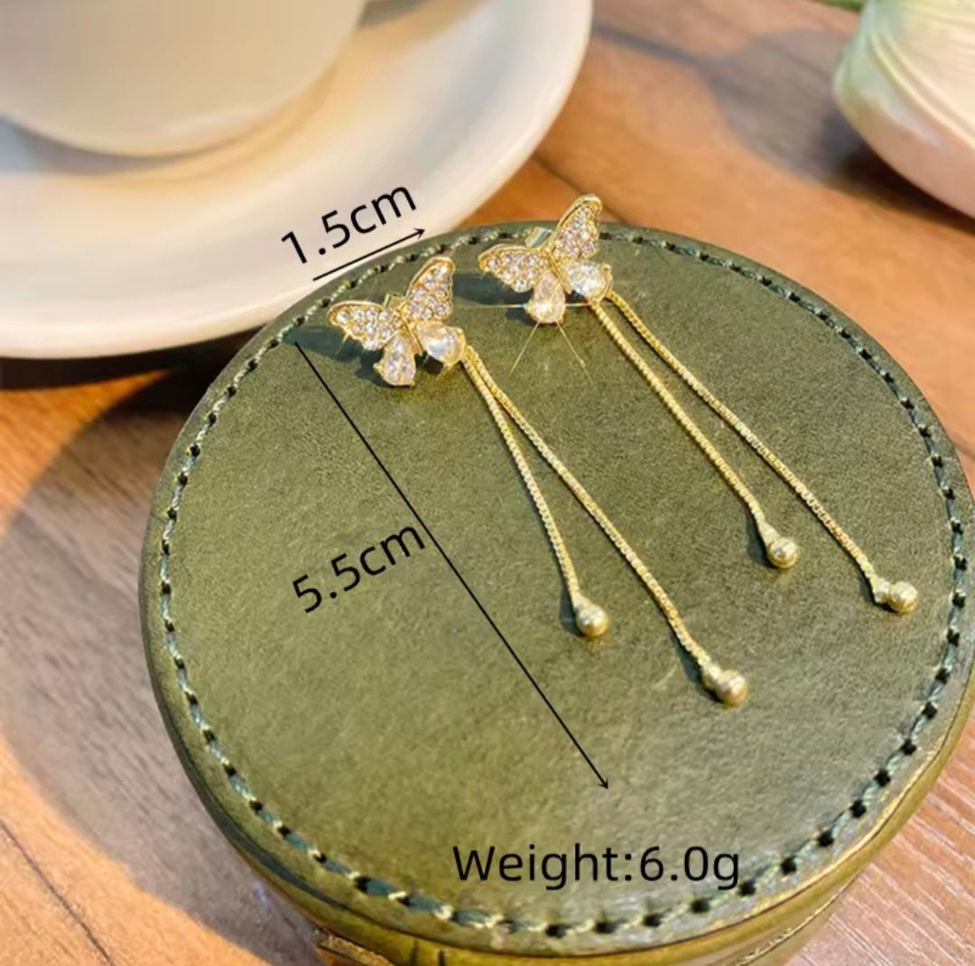 Lucy Butterfly Studs With Dangles