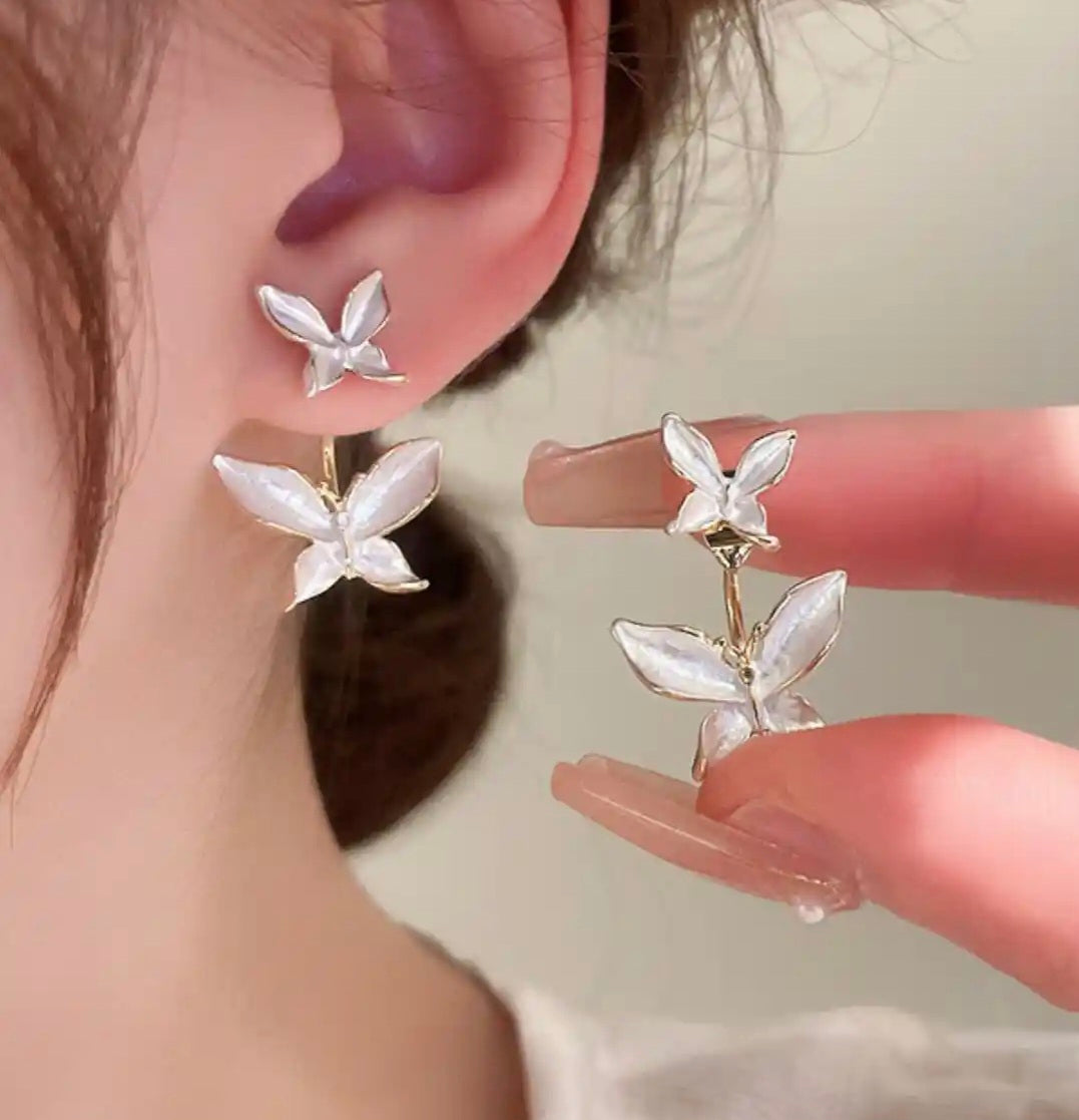 Belle White Butterfly Studs