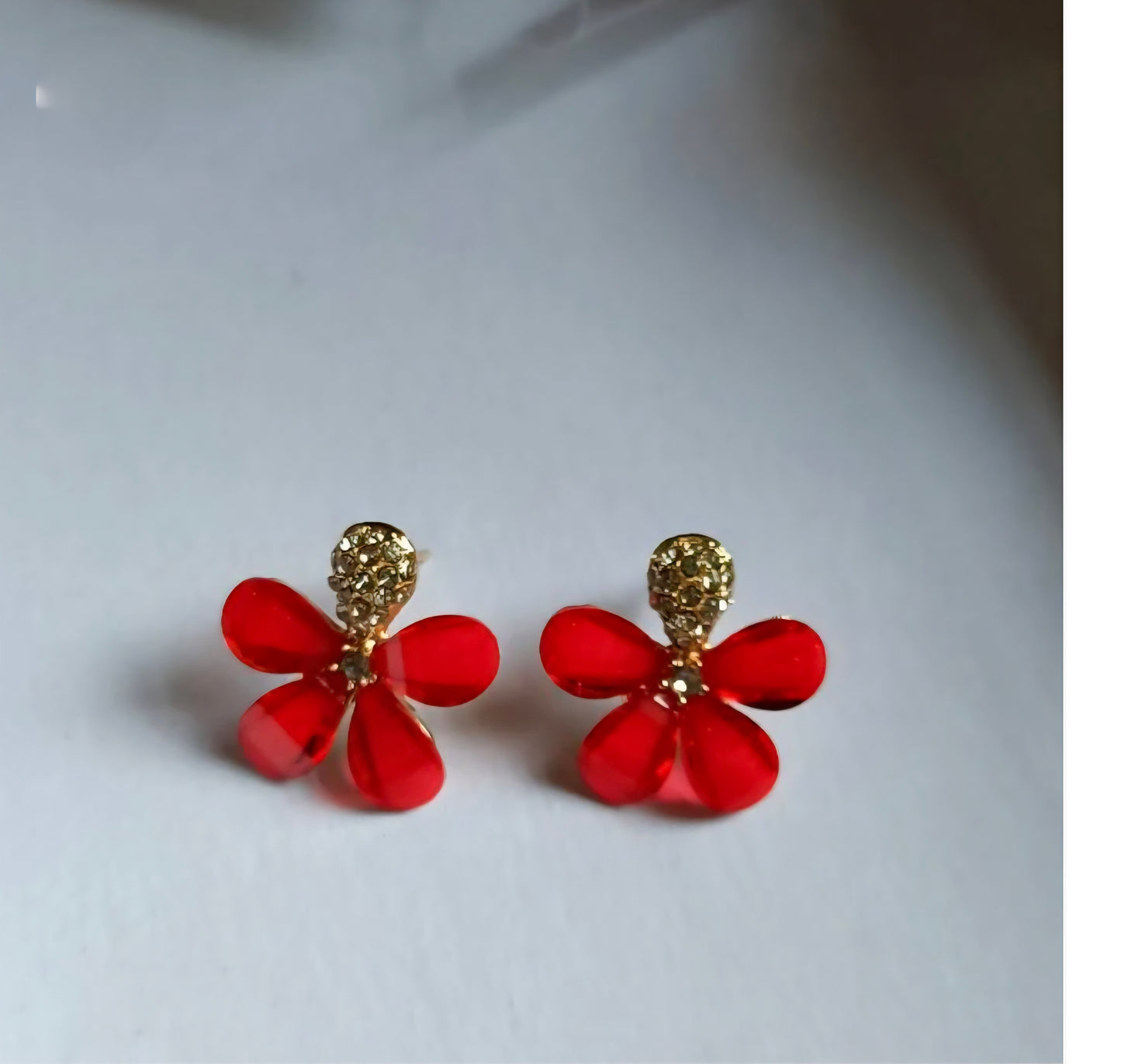 Red Floral Studs