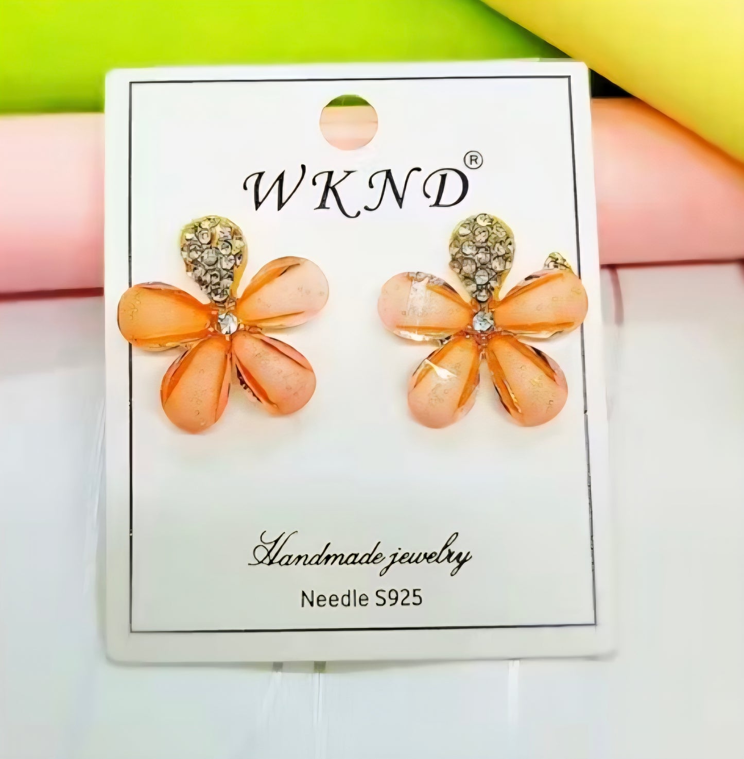 Orange Floral Studs
