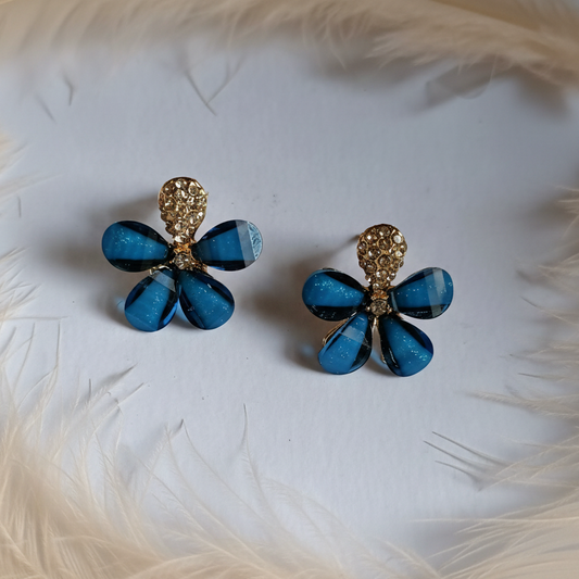 Blue Floral Studs