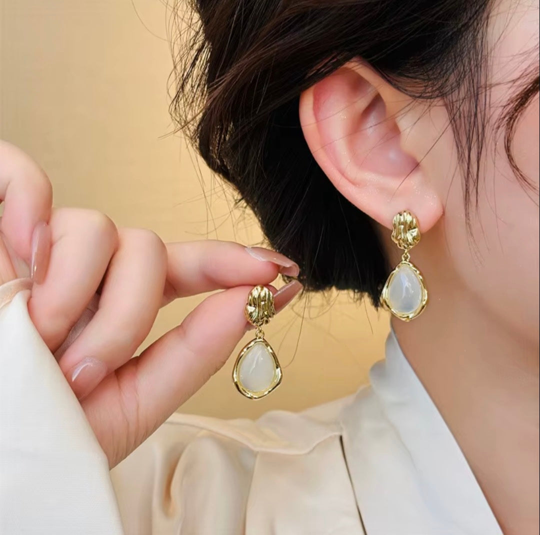Cristina White Gold Danglers