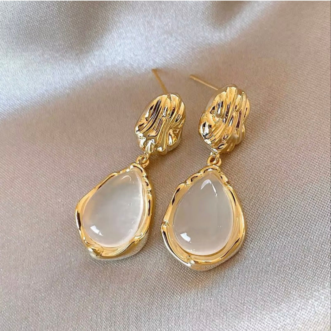 Cristina White Gold Danglers