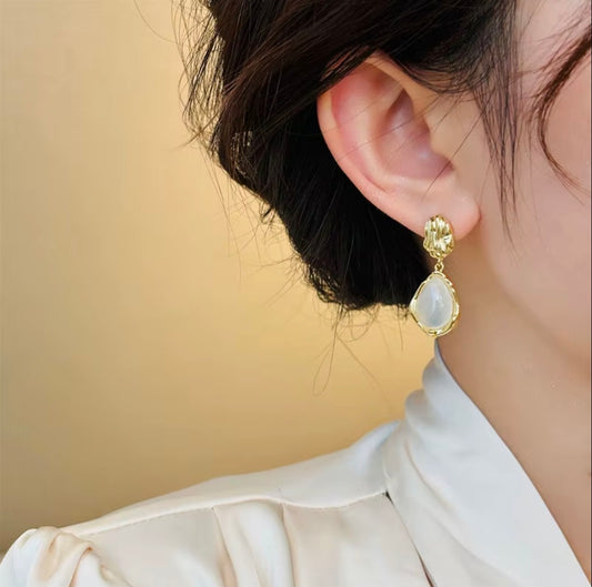 Cristina White Gold Danglers