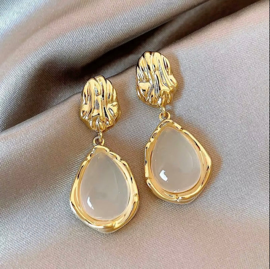 Cristina White Gold Danglers