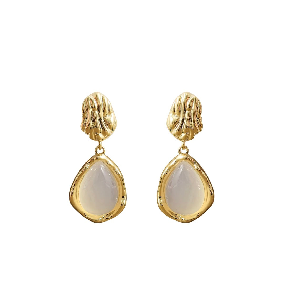 Cristina White Gold Danglers