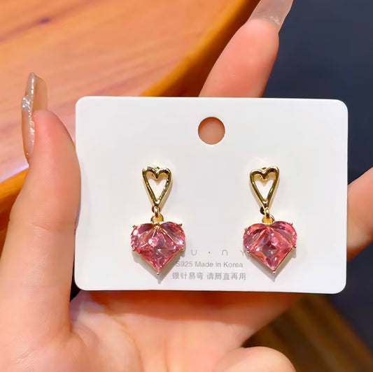 Pink Heart Danglers