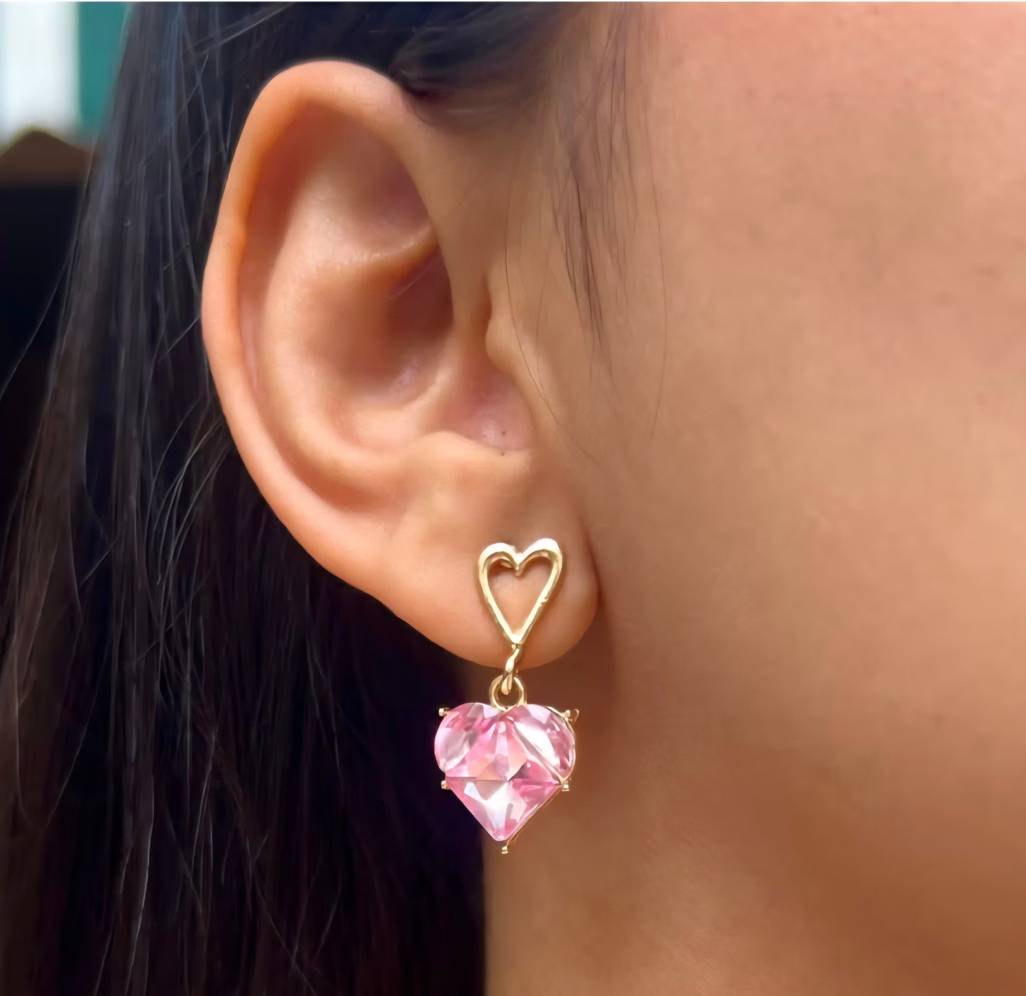 Pink Heart Danglers