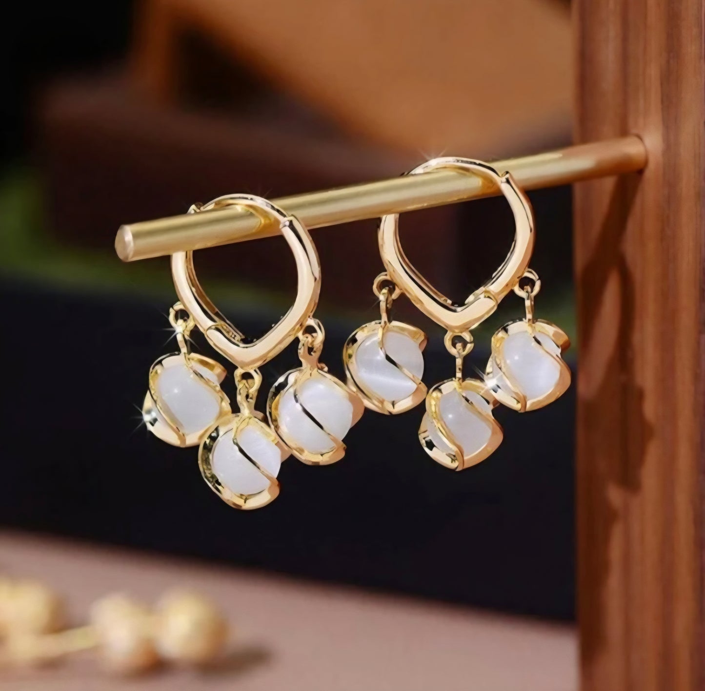 Opal Gold Danglers