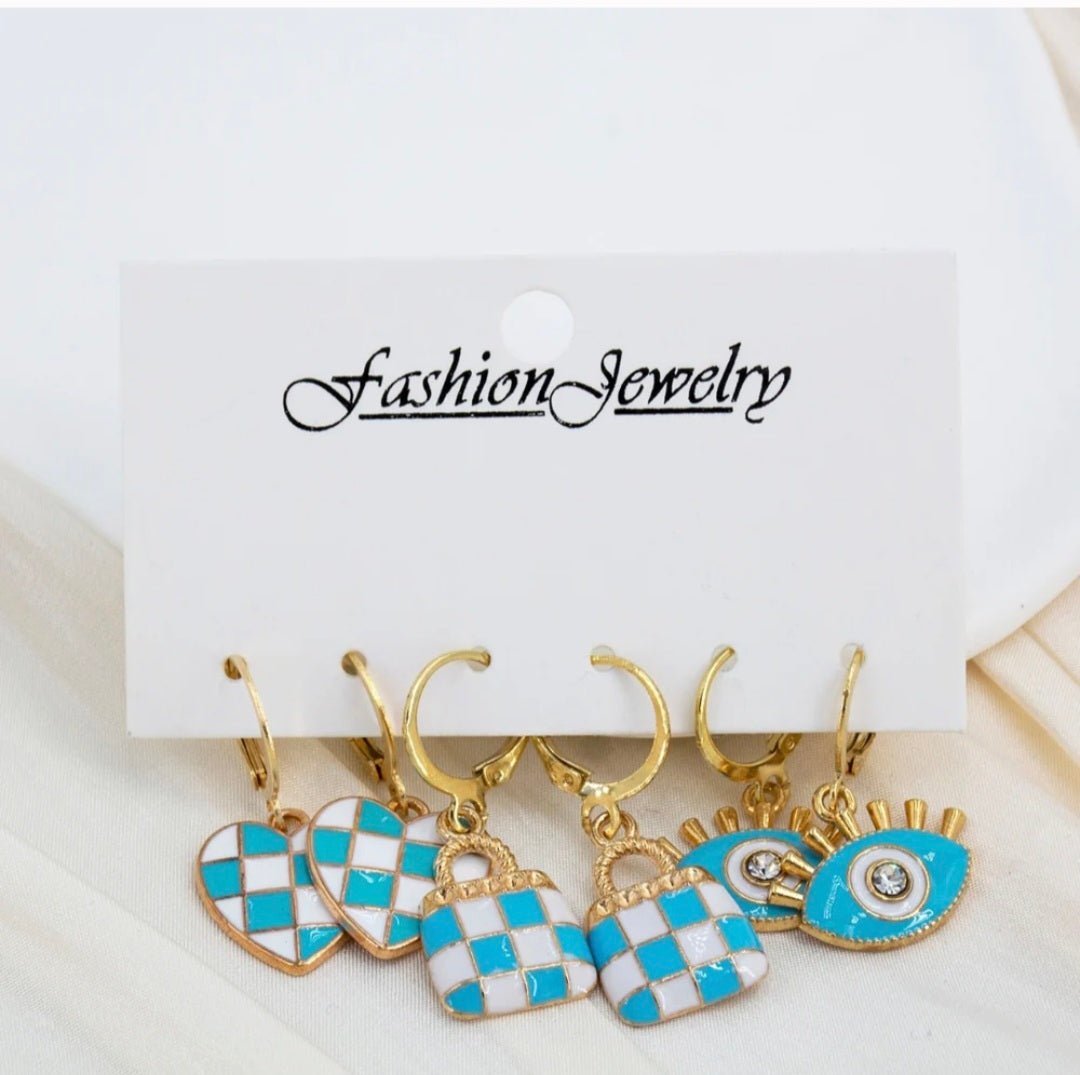Blue & White Earrings Combo