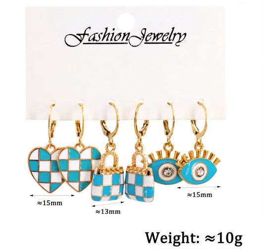 Blue & White Earrings Combo