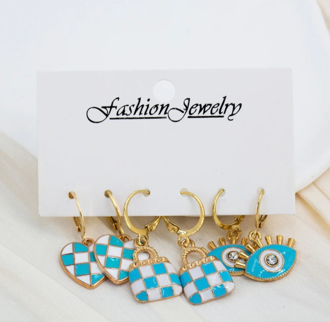 Blue & White Earrings Combo