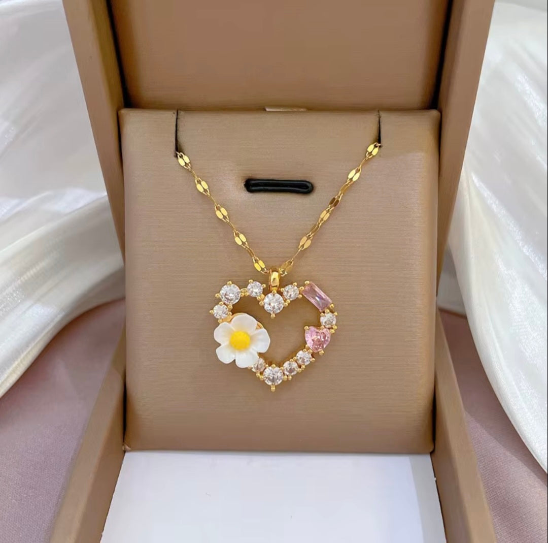 Flower Heart Necklace
