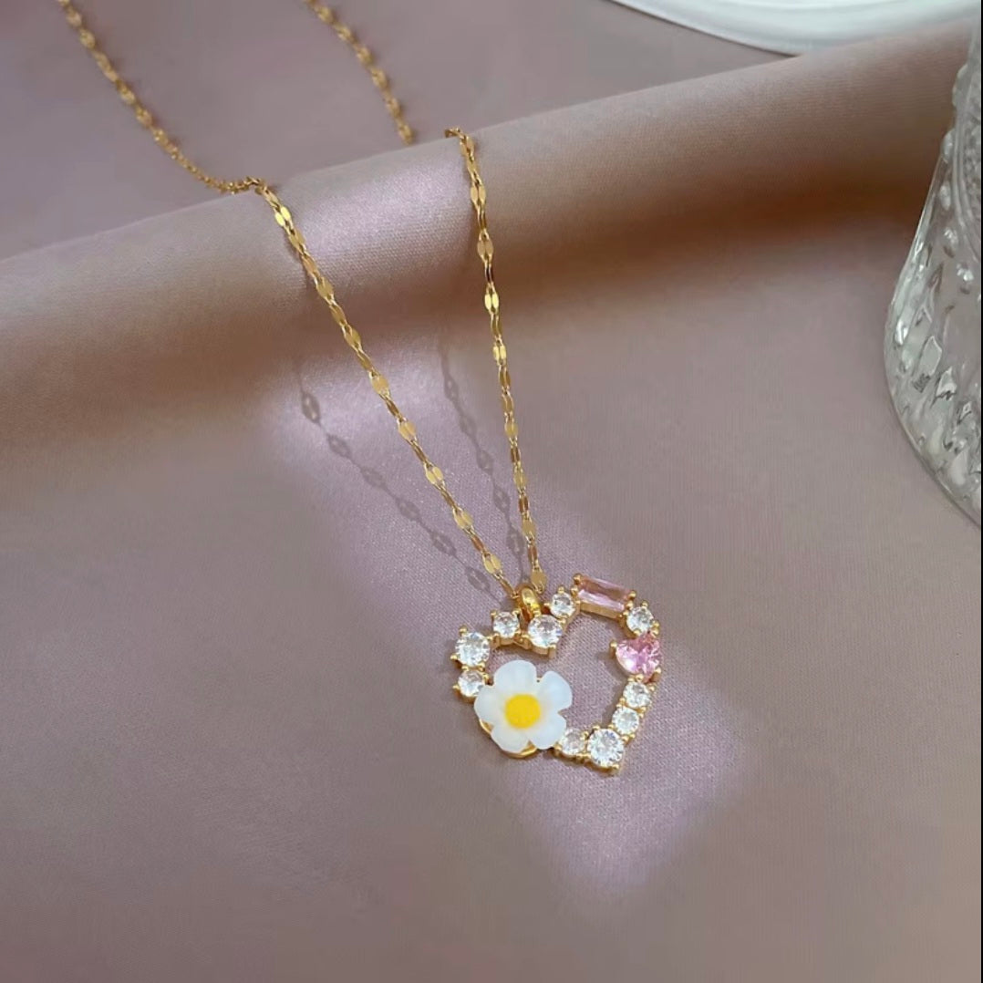 Flower Heart Necklace