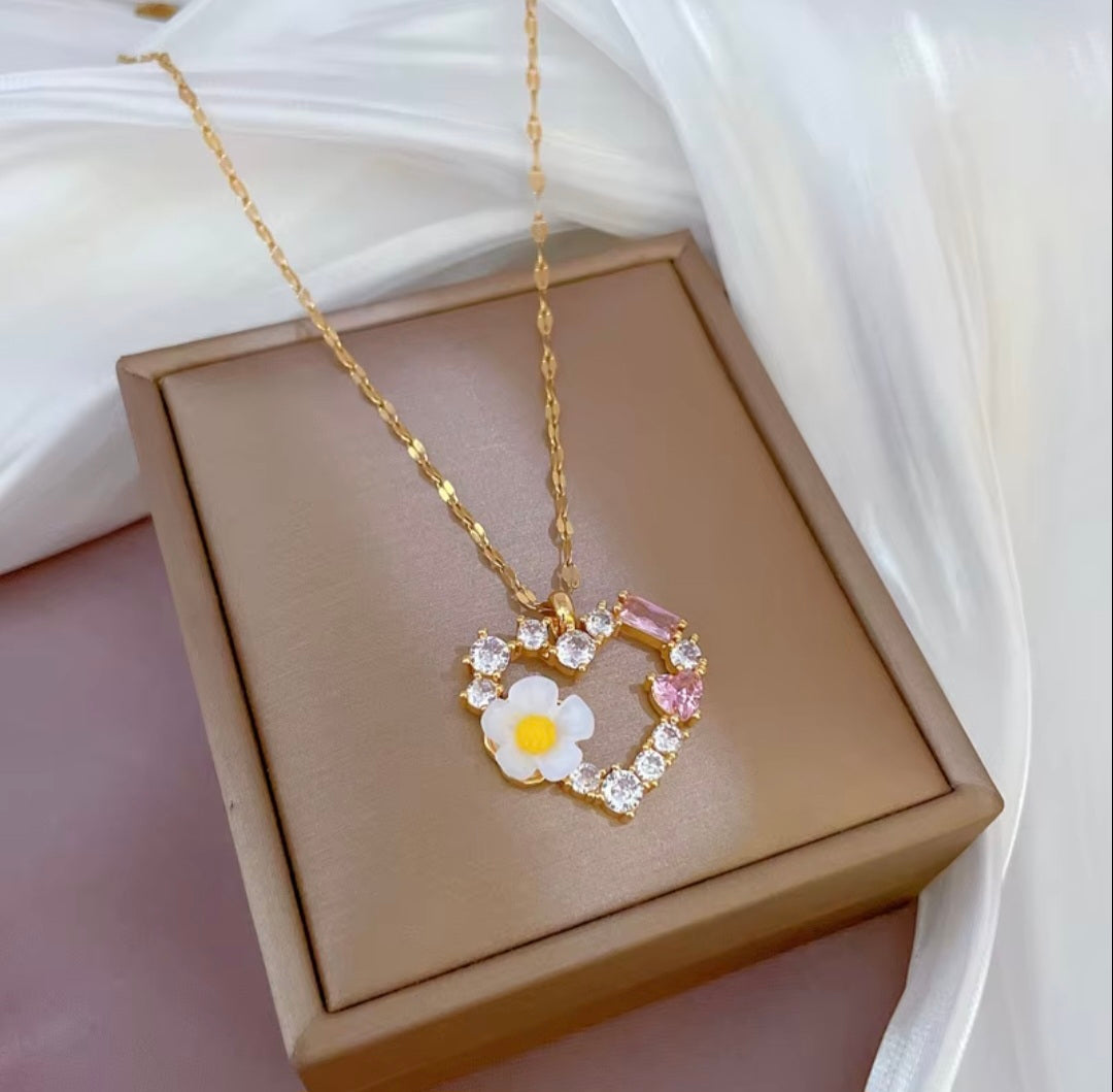 Flower Heart Necklace
