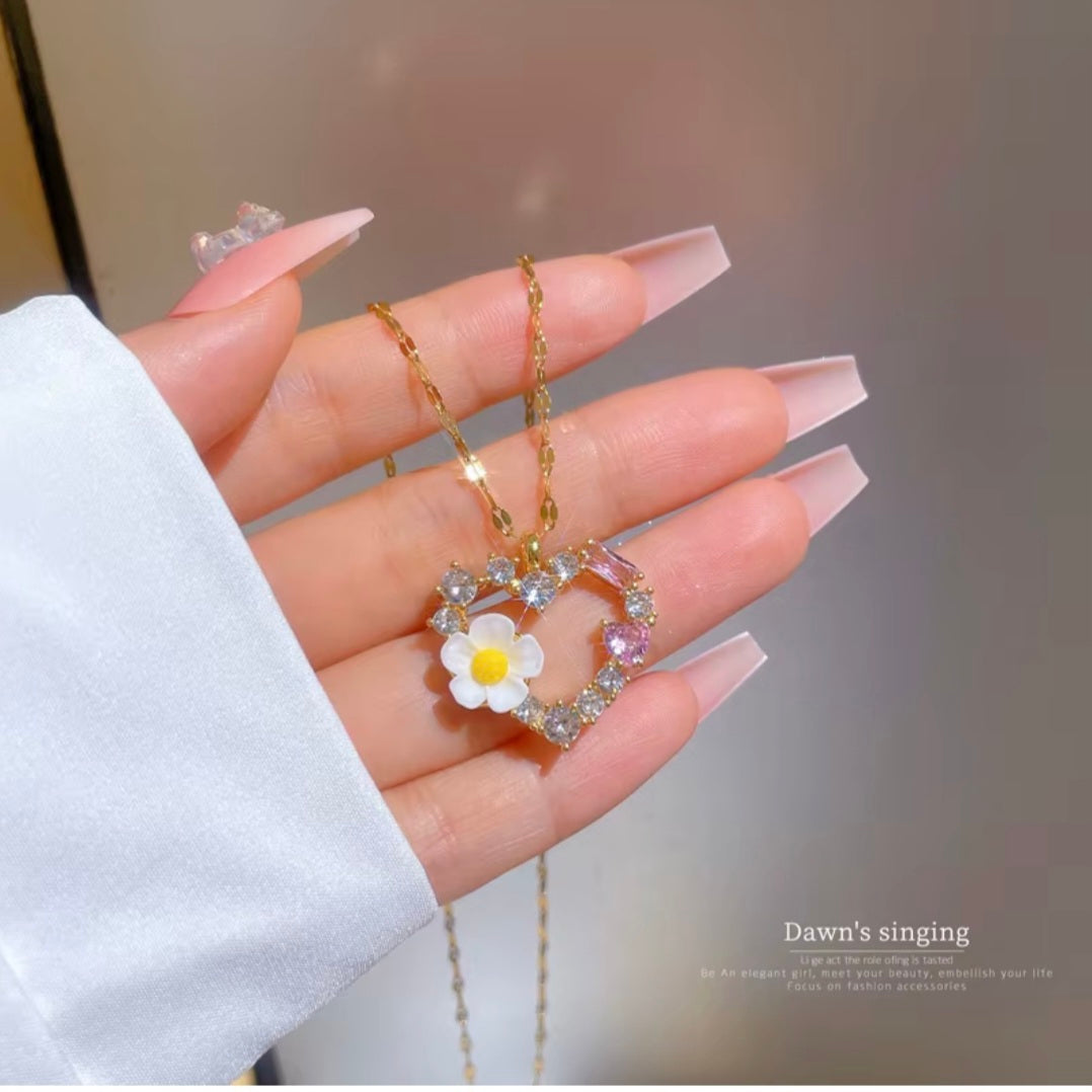 Flower Heart Necklace