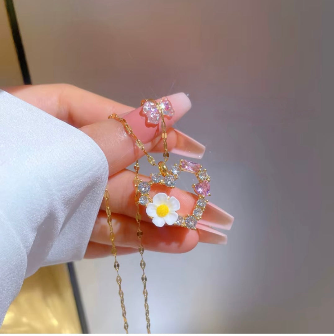 Flower Heart Necklace