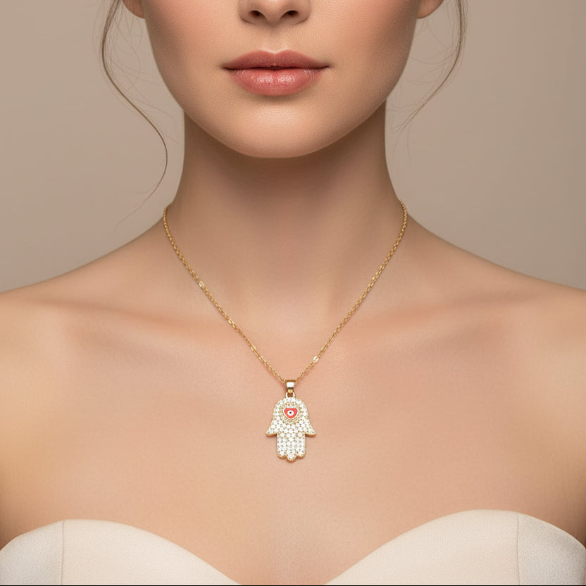 Hamsa Hand Evileye Necklace