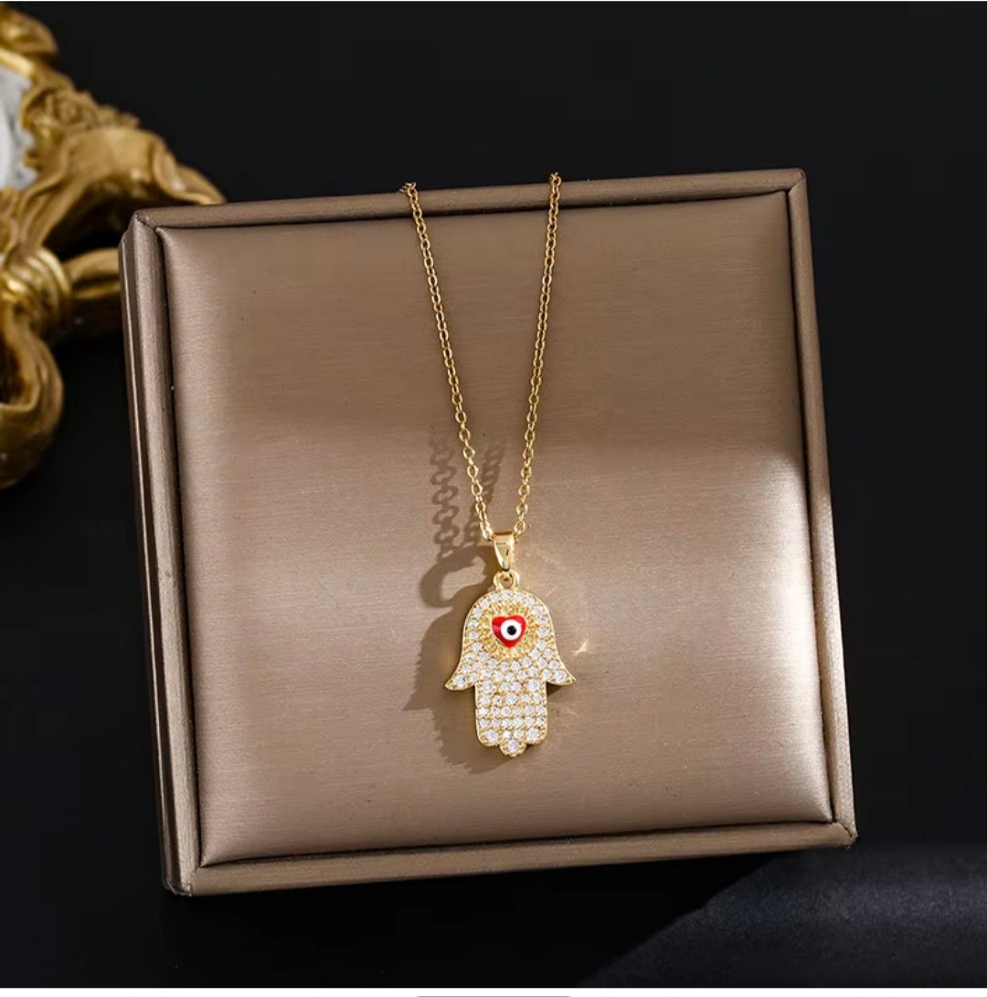 Hamsa Hand Evileye Necklace