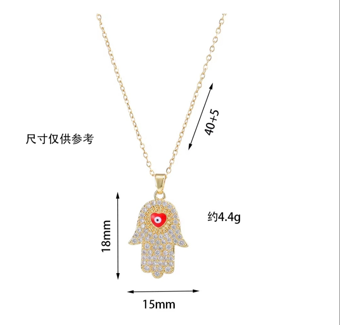 Hamsa Hand Evileye Necklace