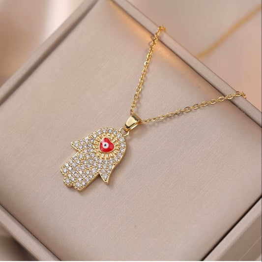Hamsa Hand Evileye Necklace