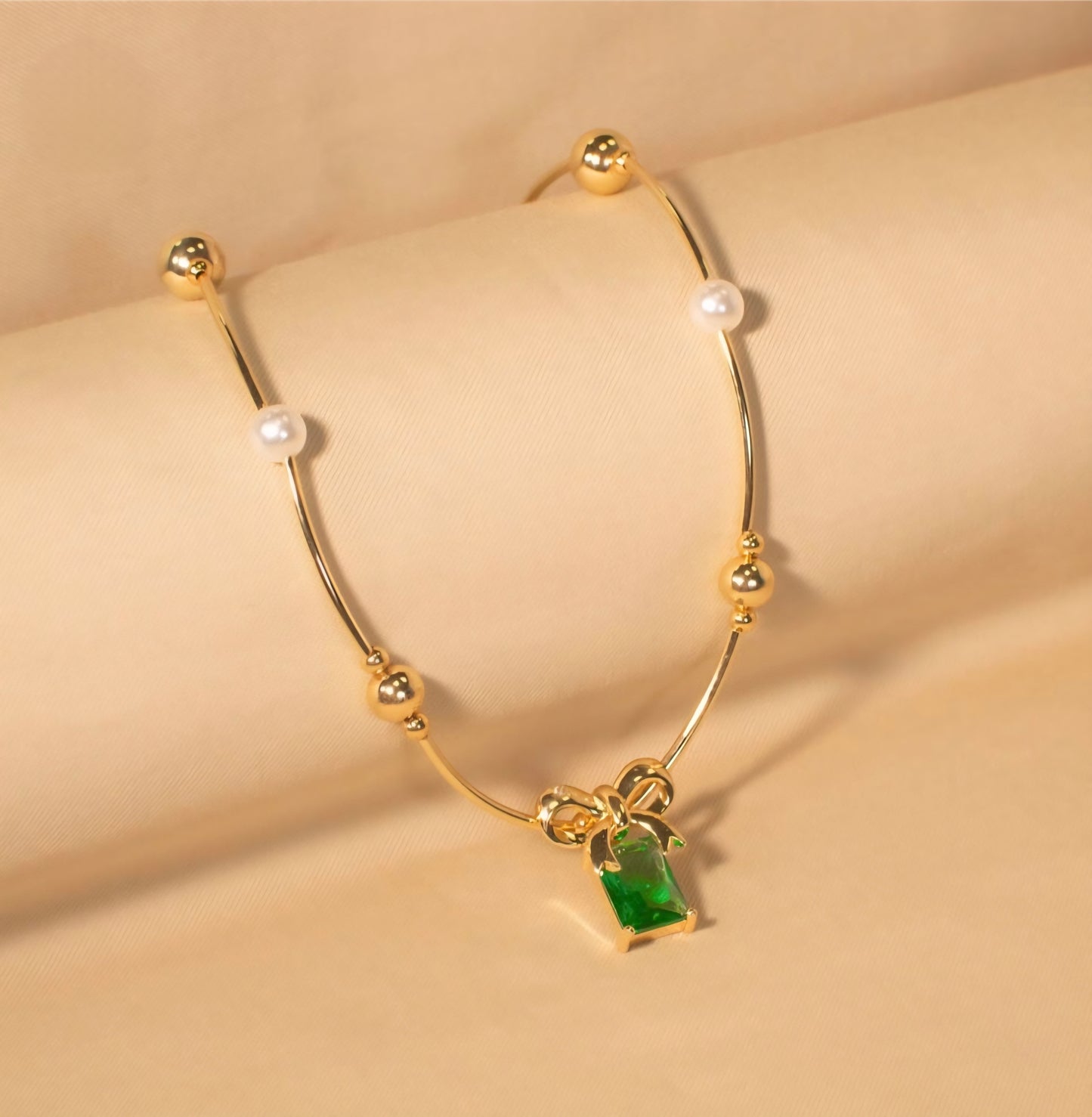 Green Gem Charm Necklace