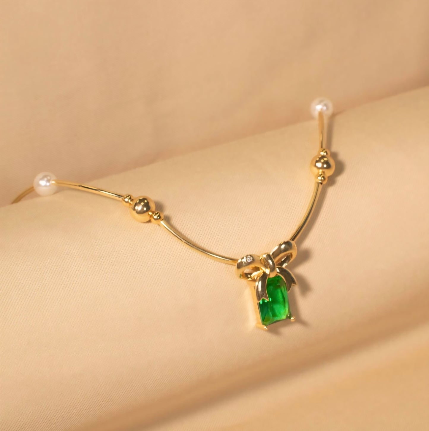 Green Gem Charm Necklace