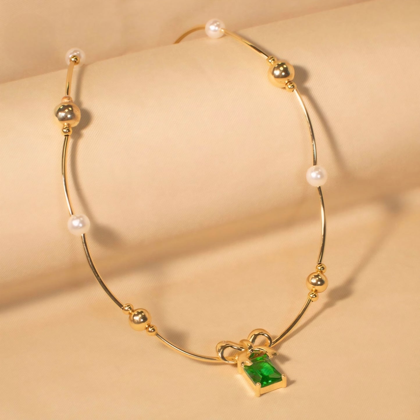 Green Gem Charm Necklace