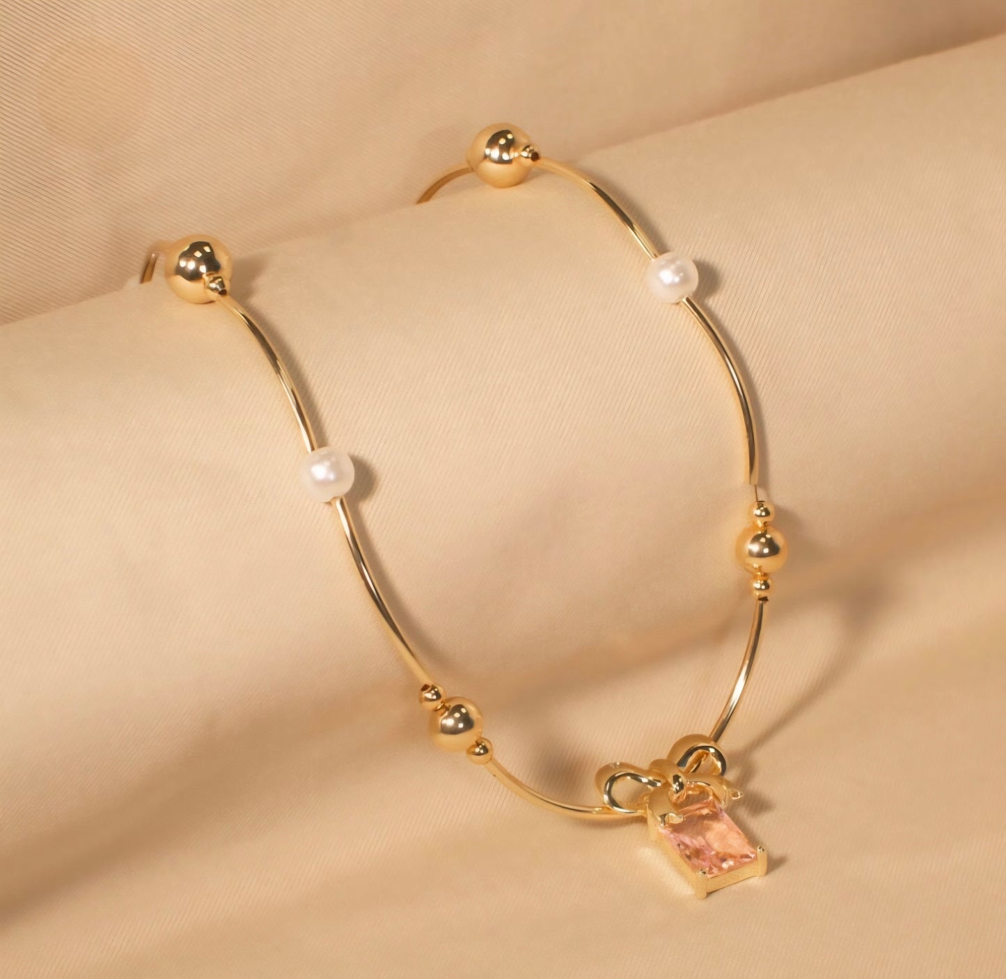 Pink Gem Charm Necklace