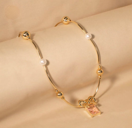 Pink Gem Charm Necklace