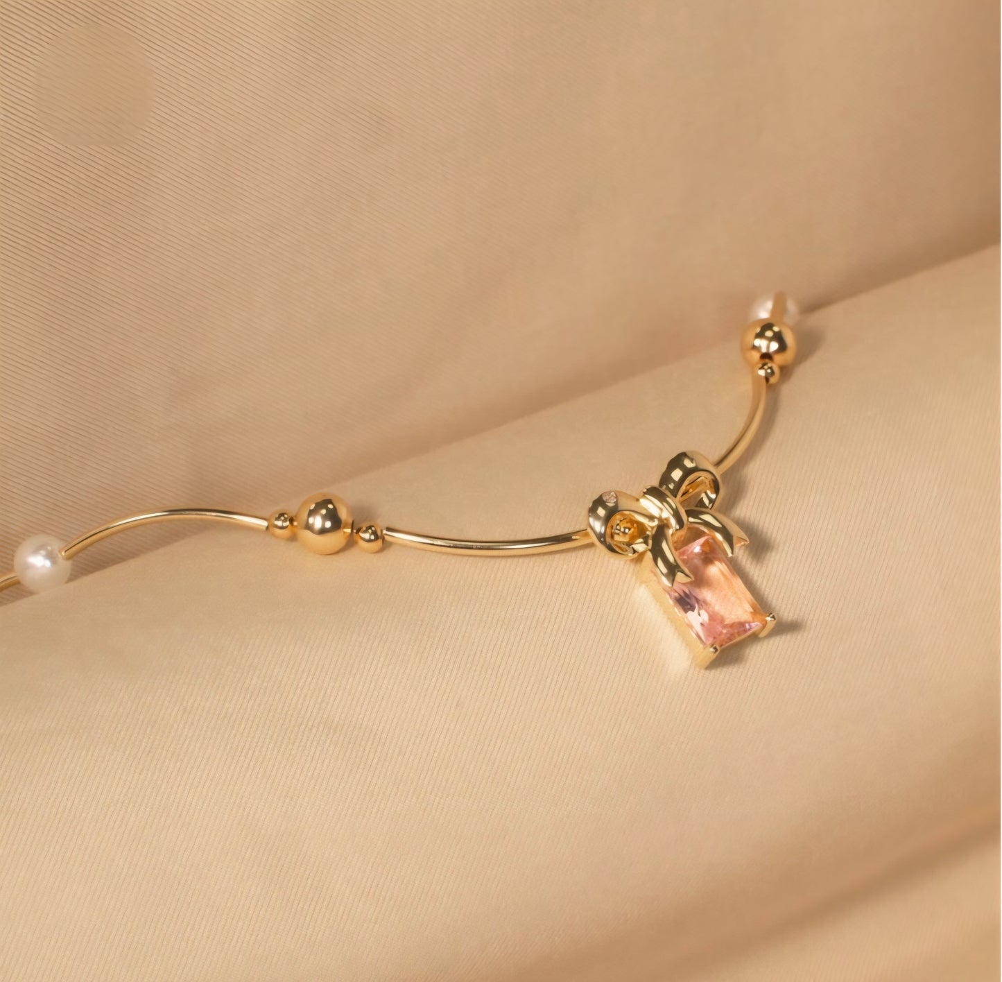 Pink Gem Charm Necklace