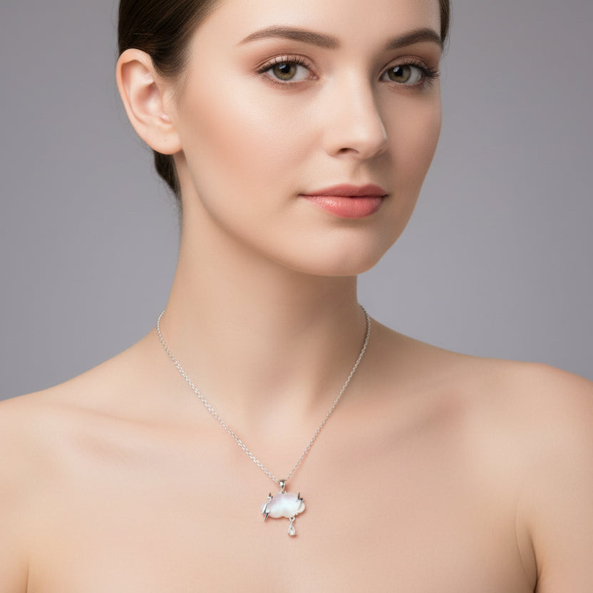 Silver Cloud Lighting Bolt Necklace