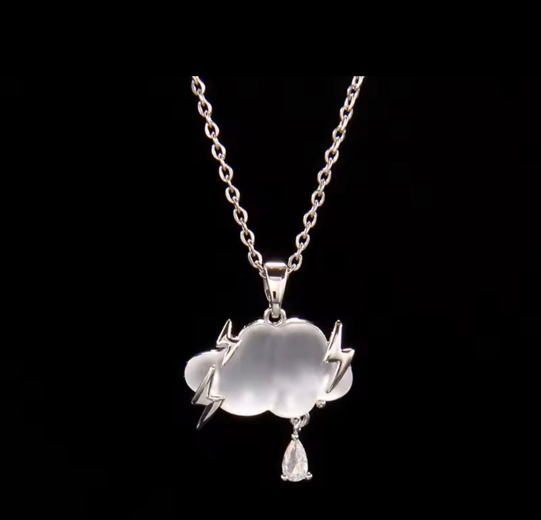 Silver Cloud Lighting Bolt Necklace