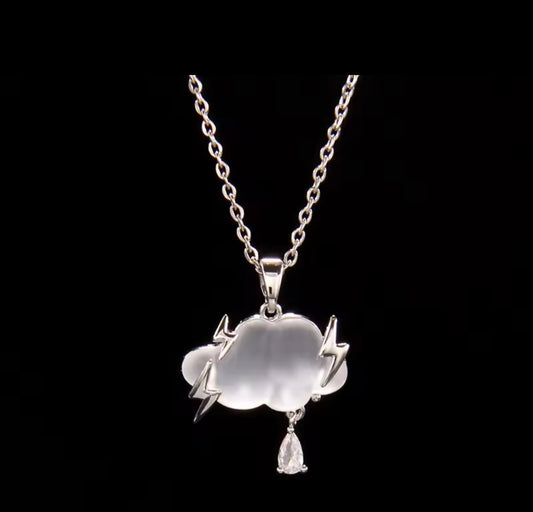 Silver Cloud Lighting Bolt Necklace