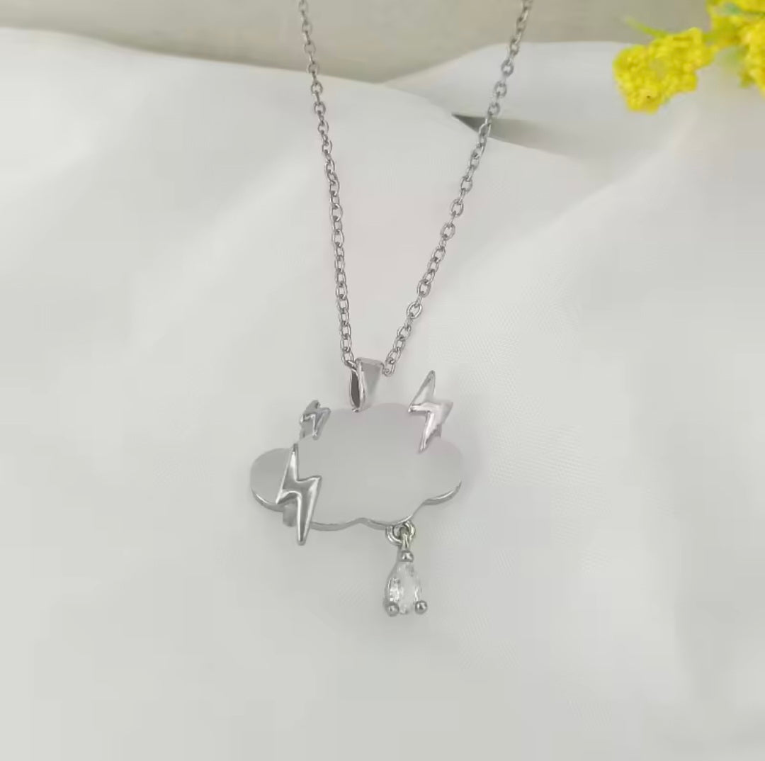 Silver Cloud Lighting Bolt Necklace