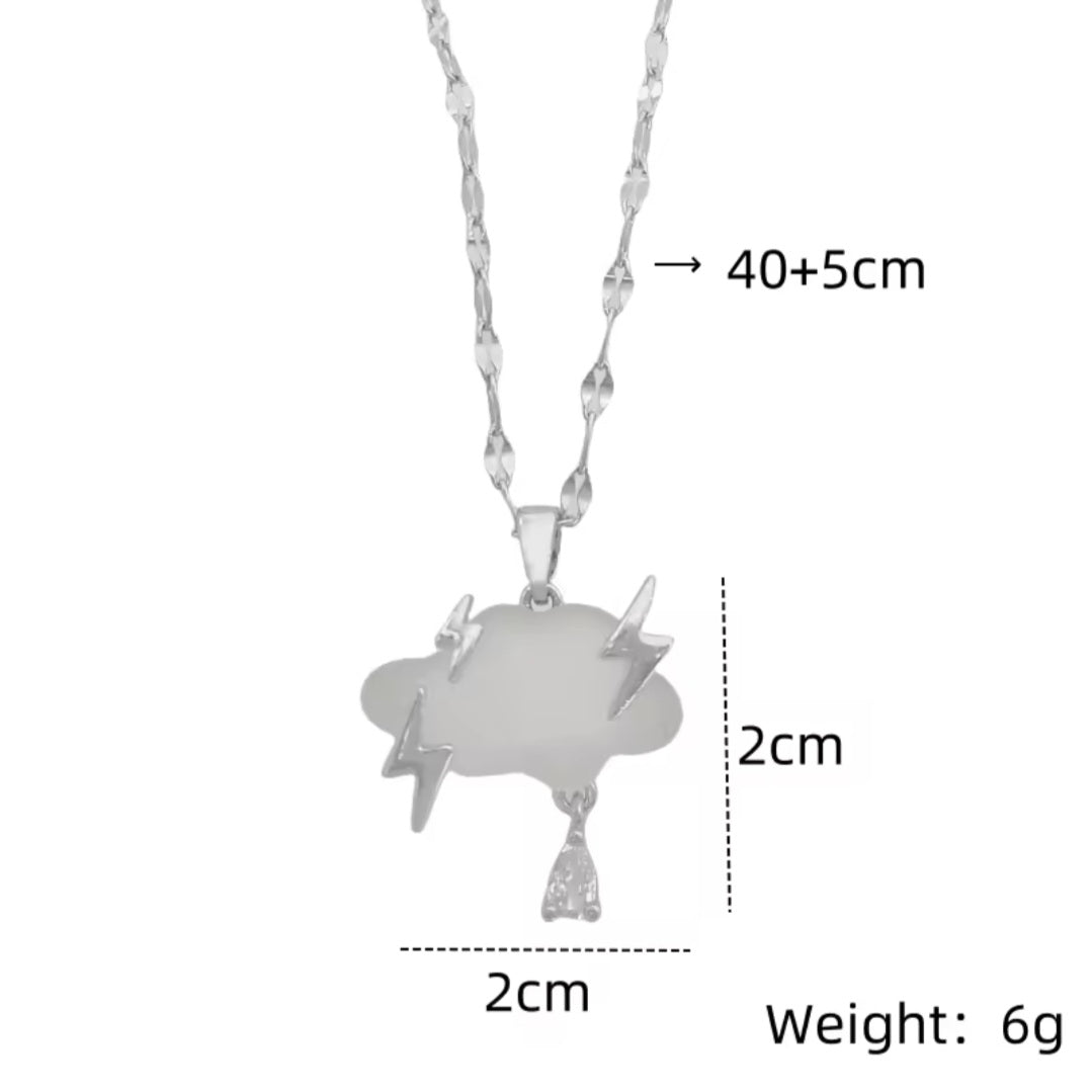 Silver Cloud Lighting Bolt Necklace