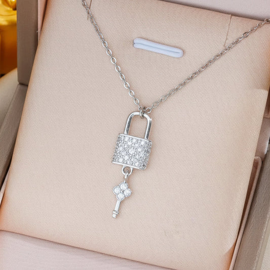 Silver Lock and Key Necklace