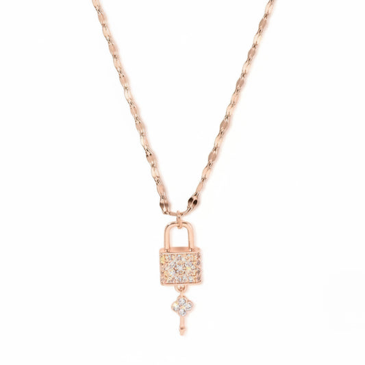 Rosegold Lock and Key Necklace