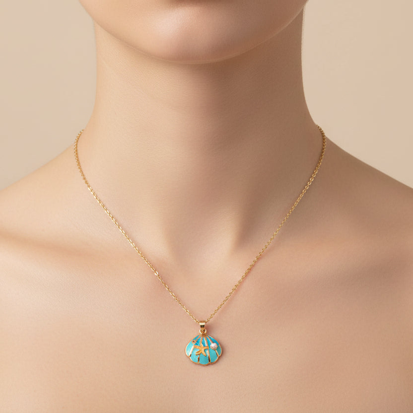 Seashell Serenity Blue Necklace