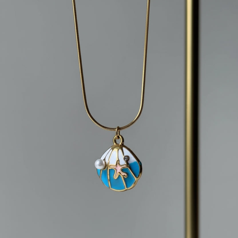 Seashell Serenity Blue Necklace