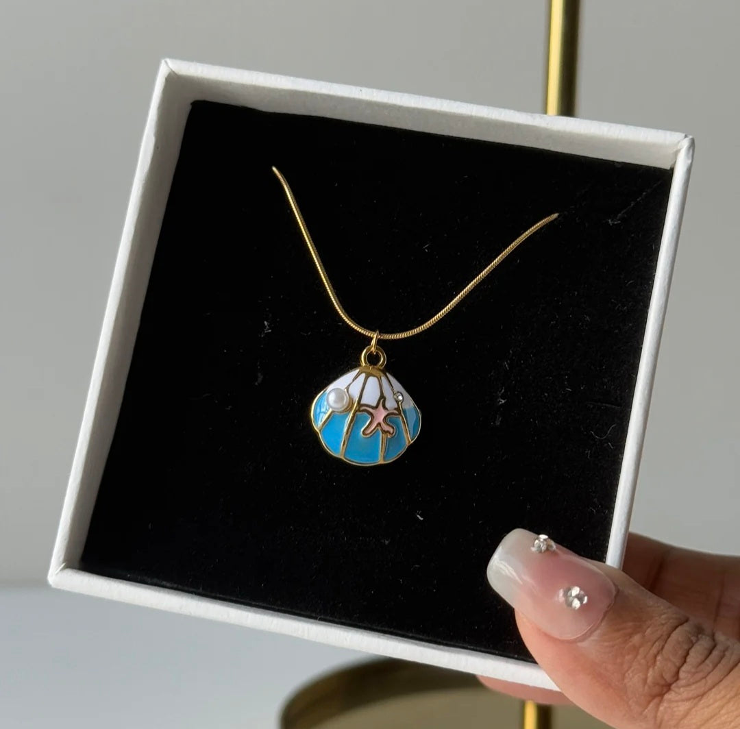Seashell Serenity Blue Necklace